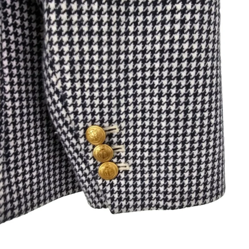 Talbots Houndstooth Blazer Jacket Women's 20W Petites Aberdeen Navy Blue Work - Picture 8 of 12